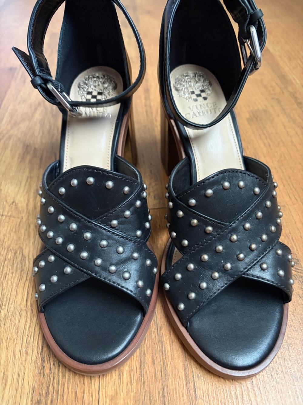 Vince Camuto Keresha Studded Open Toe Ankle Strap Leather Sandals - Picture 3 of 11